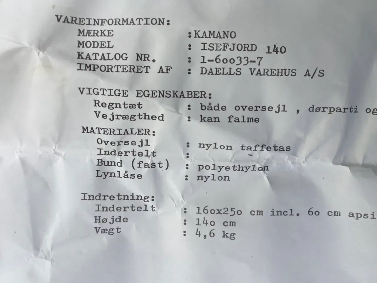 Billede 9 - KAMANO  telt 