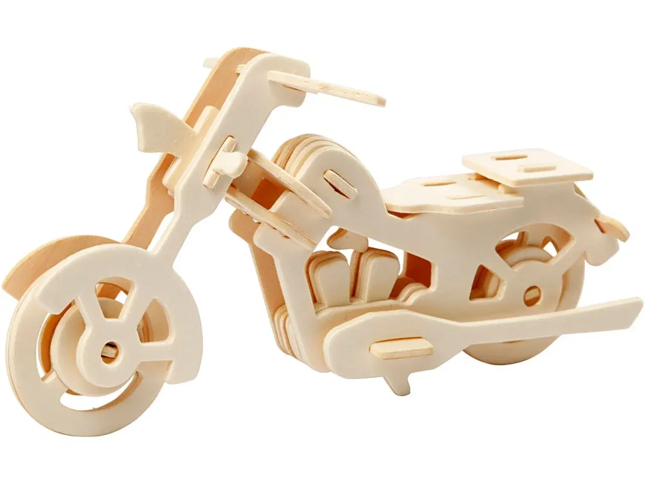 Billede 1 - 3D Motorcykel Konstruktionsfigur i Lyst Træ