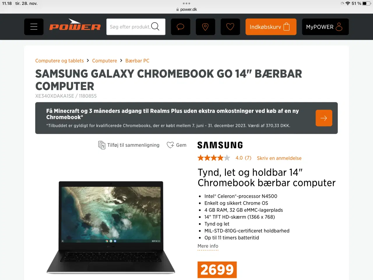 Billede 11 - Samsung Galaxy  Cromebook Go 14”HD (Helt ny)