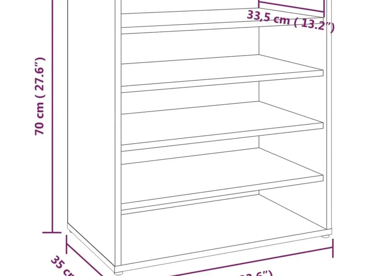 Billede 9 - Skoreol 60x35x70 cm konstrueret træ røget egetræ