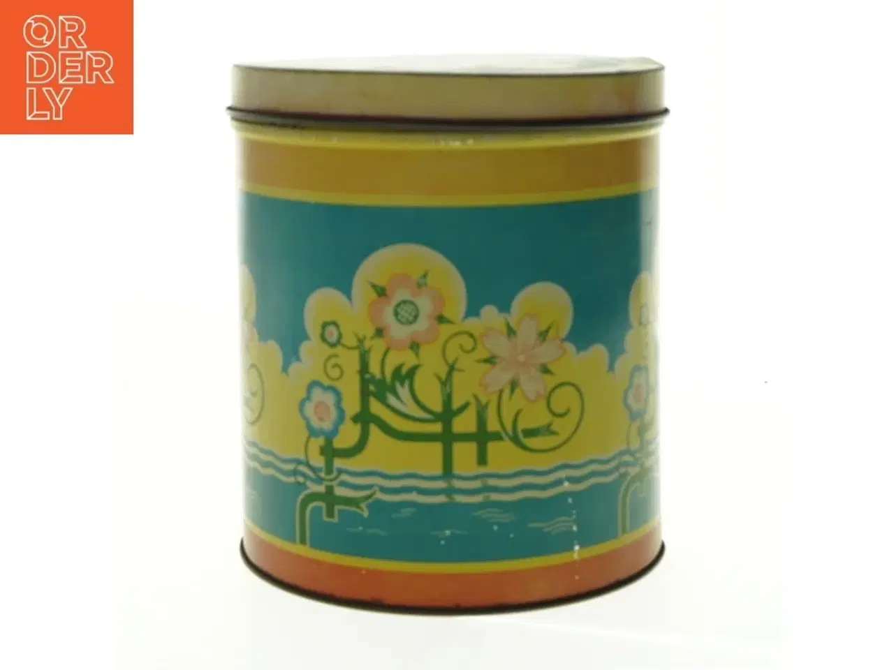 Billede 1 - Vintage kagedåse med blomstermotiv (str. Diameter, 19 cm h 21,5 cm)