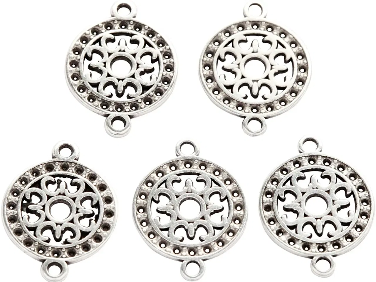Billede 1 - Elegant forsølvet smykkevedhæng, 14 mm - 5 stk.