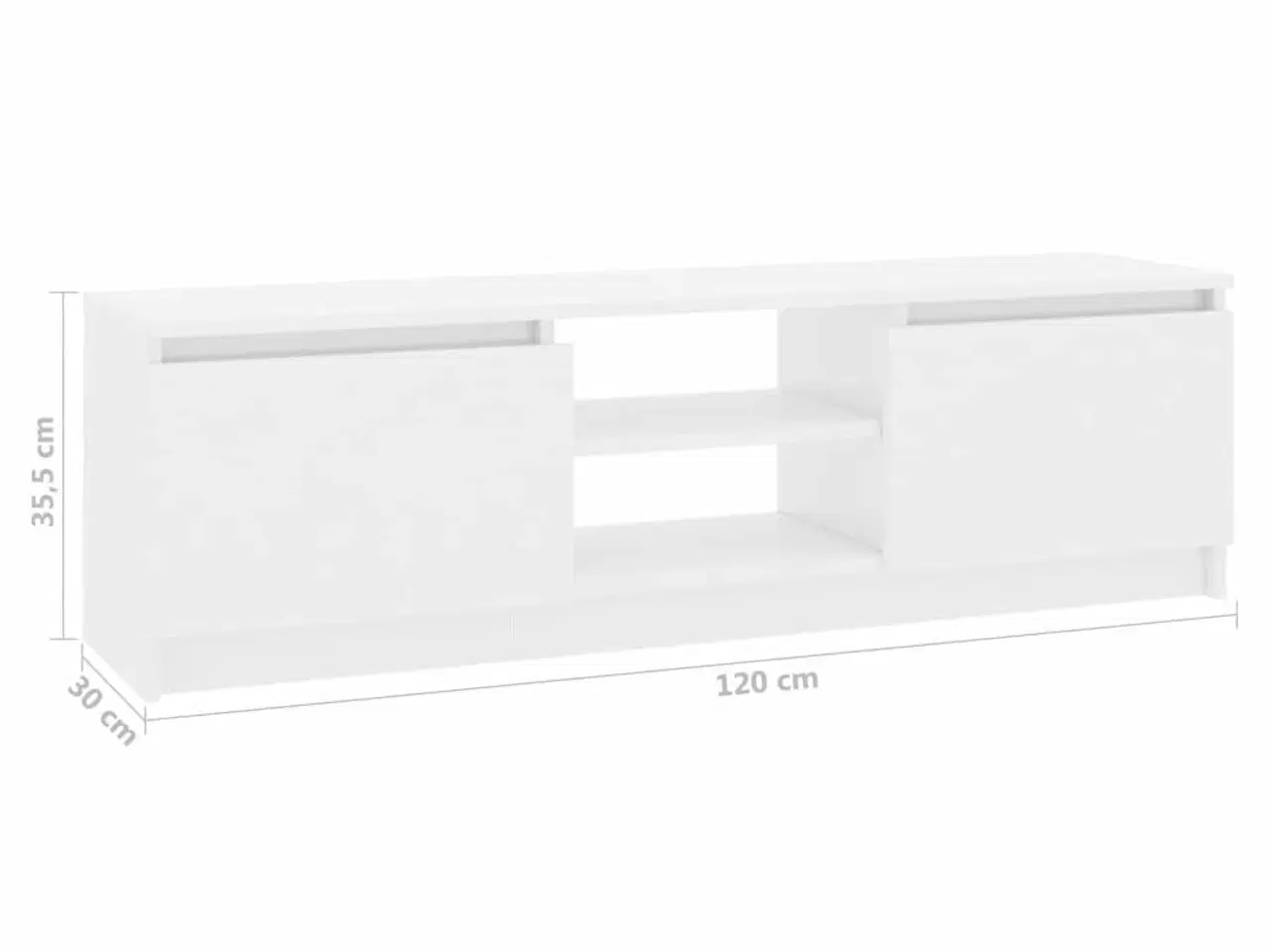 Billede 9 - Tv-skab 120x30x35,5 cm konstrueret træ hvid højglans