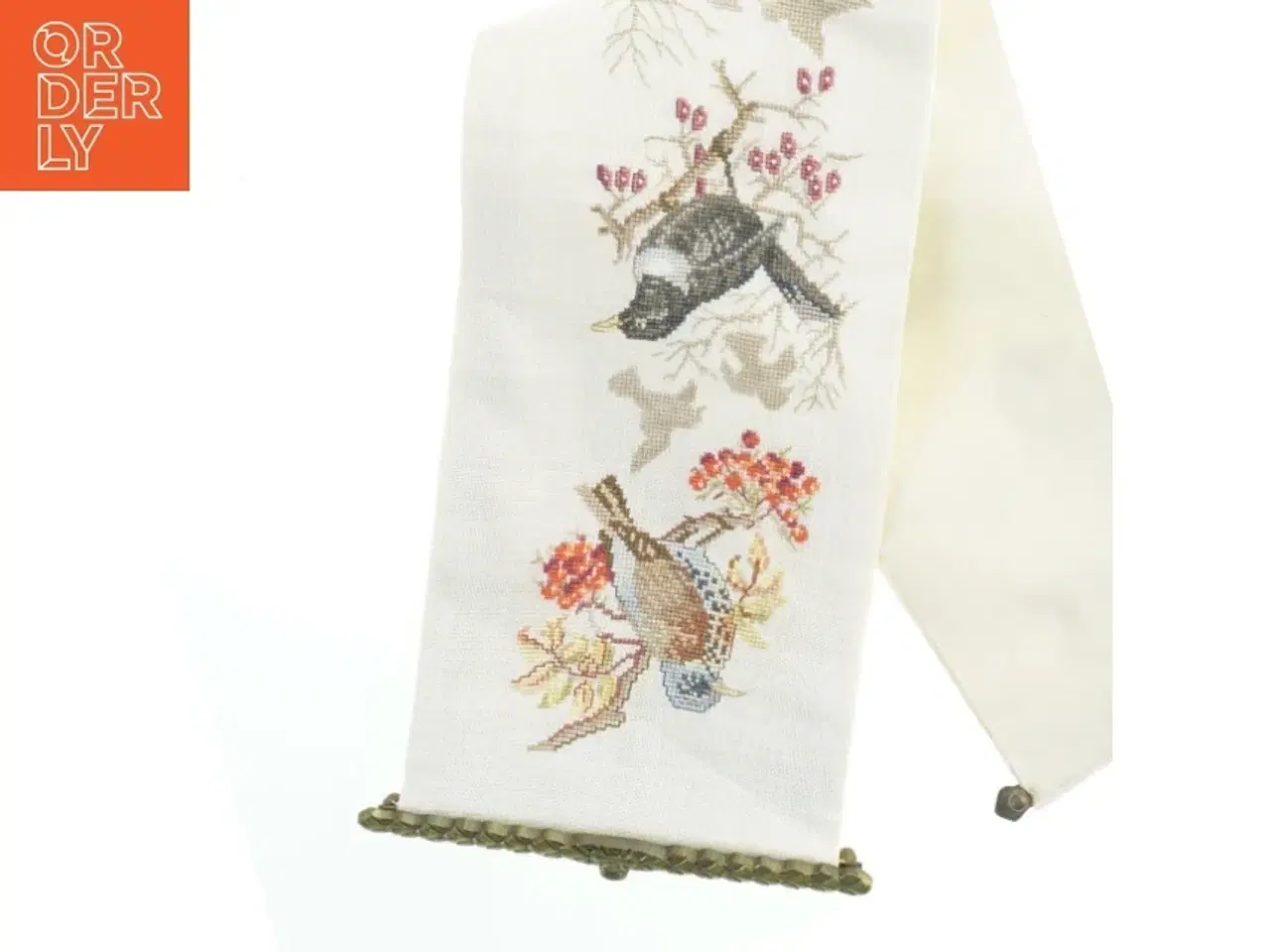 Billede 3 - Broderet vægophæng med fuglemotiv (str. 60 cm)