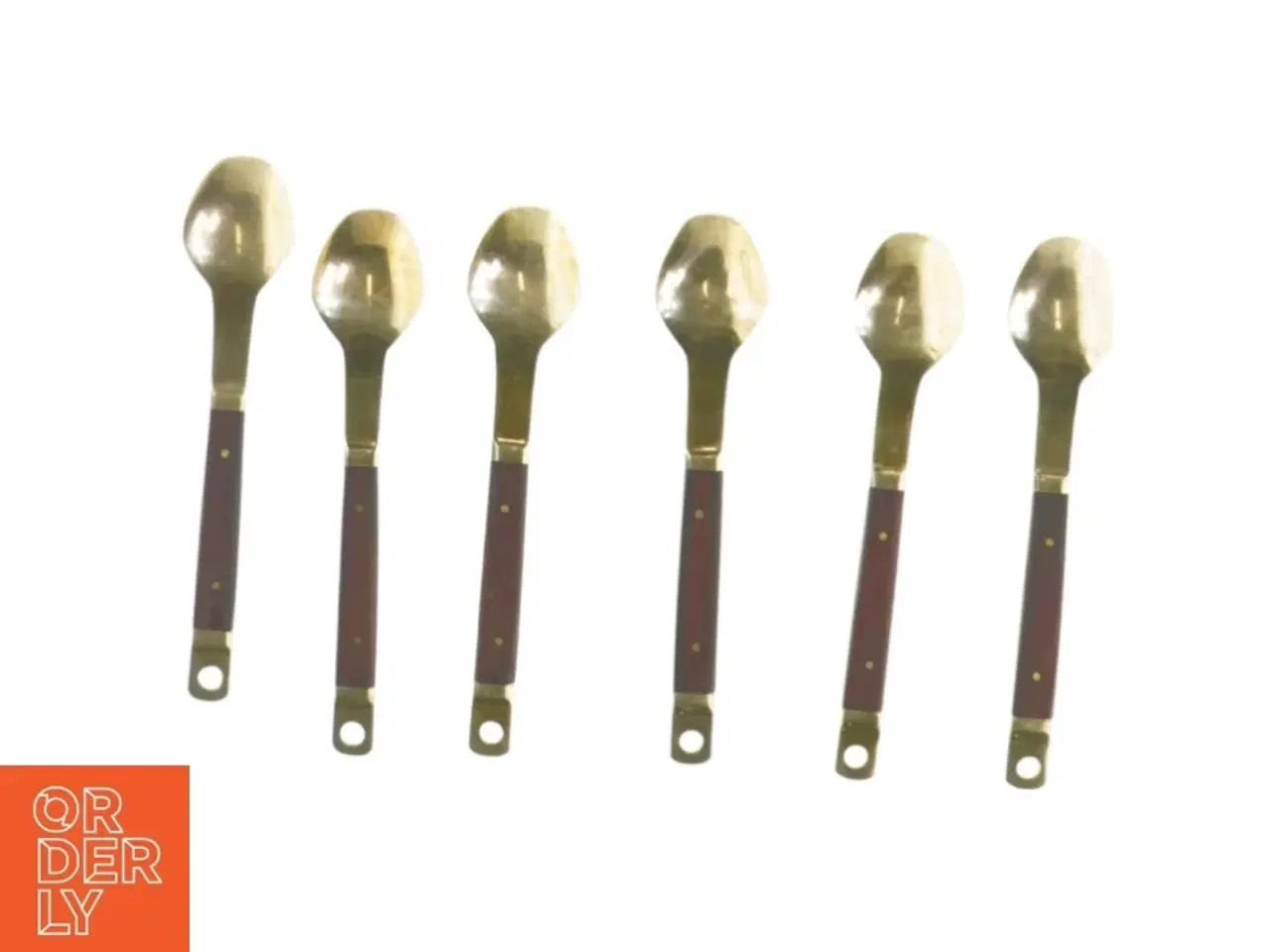 Billede 3 - 6 stk. Retro Teskeer Messing & Palisander Fi3126 (str. 15 x 3 cm)