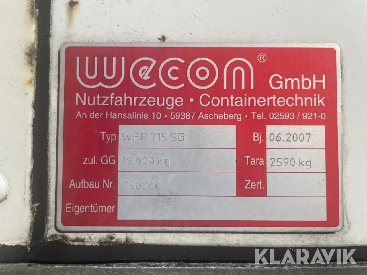 Billede 8 - Lastbil veksellad Wecon WPR 715 SG