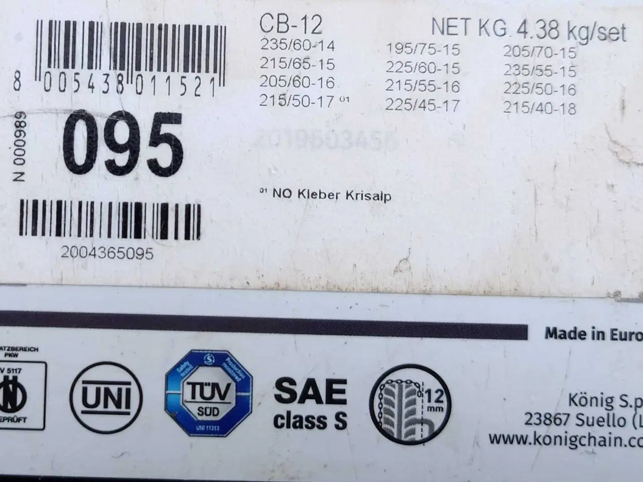 Billede 1 - König CB-12 snekæder