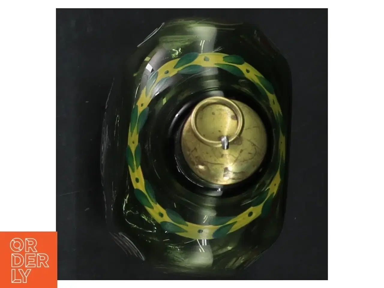Billede 4 - Dekoreret grøn glasflaske fra Jægerspris Slot (str. 19 cm)