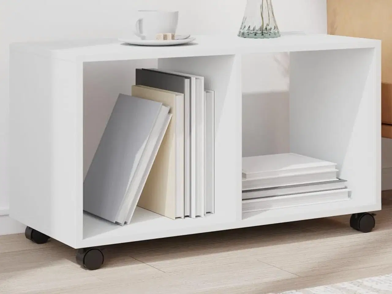 Billede 1 - Rullebord 72x33x42,5 cm konstrueret træ hvid