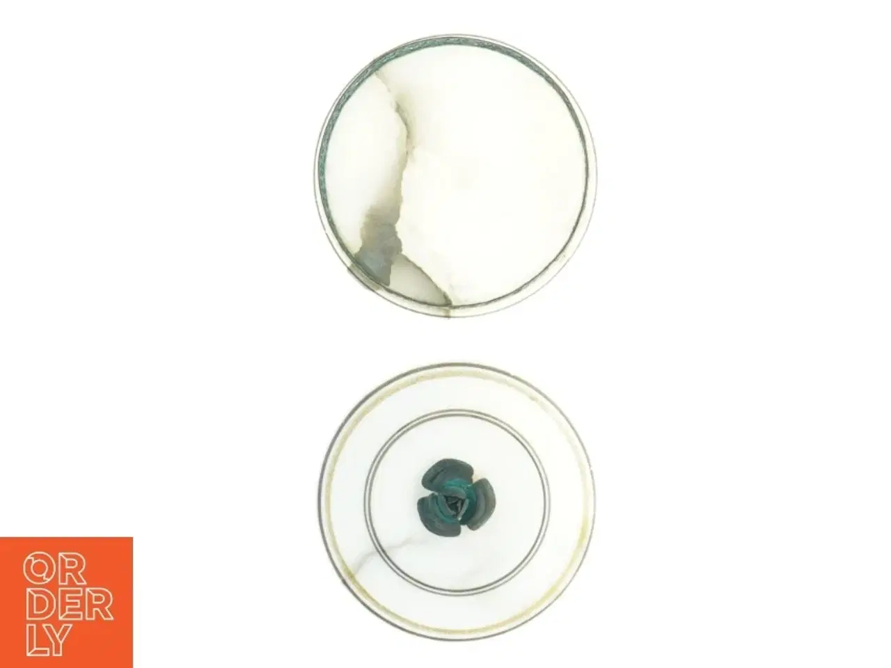 Billede 2 - Dekorativ marmor Potpourri krukke med guldkant og låg (str. 11 x 4 cm)