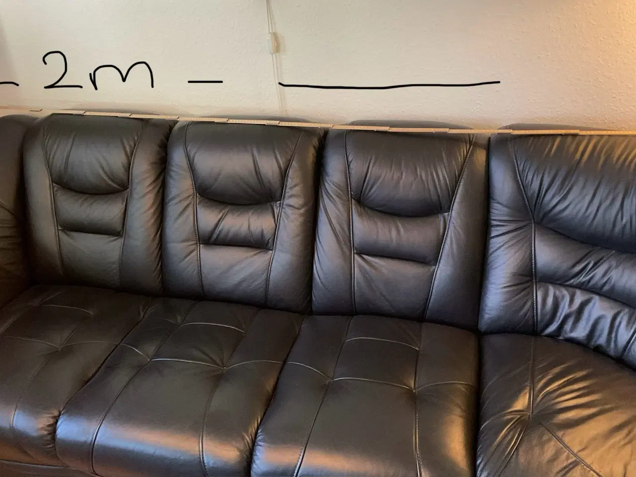 Billede 2 - Madison hjørnesofa i sort okselæder, vendbar