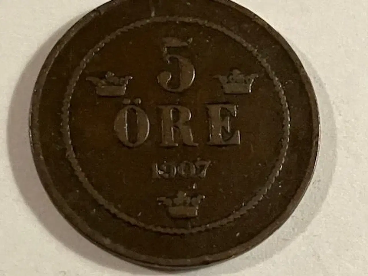 Billede 1 - 5 øre 1907 Sverige
