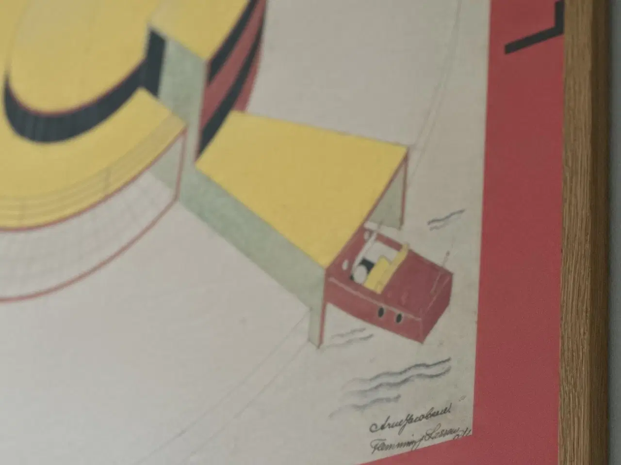 Billede 2 - Fremtidens Hus af Arne Jacobsen indrammet med eg