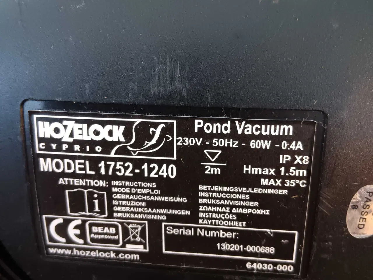Billede 3 - Bassin vandsuger mrk HOZELOCK 