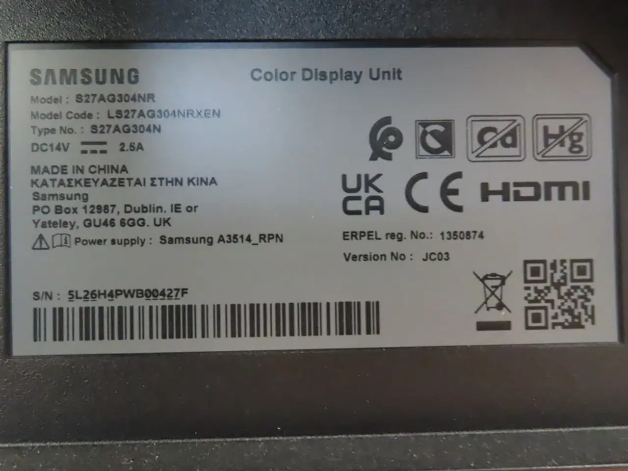 Billede 3 - 27" Computerskærm SAMSUNG S27AG304NR