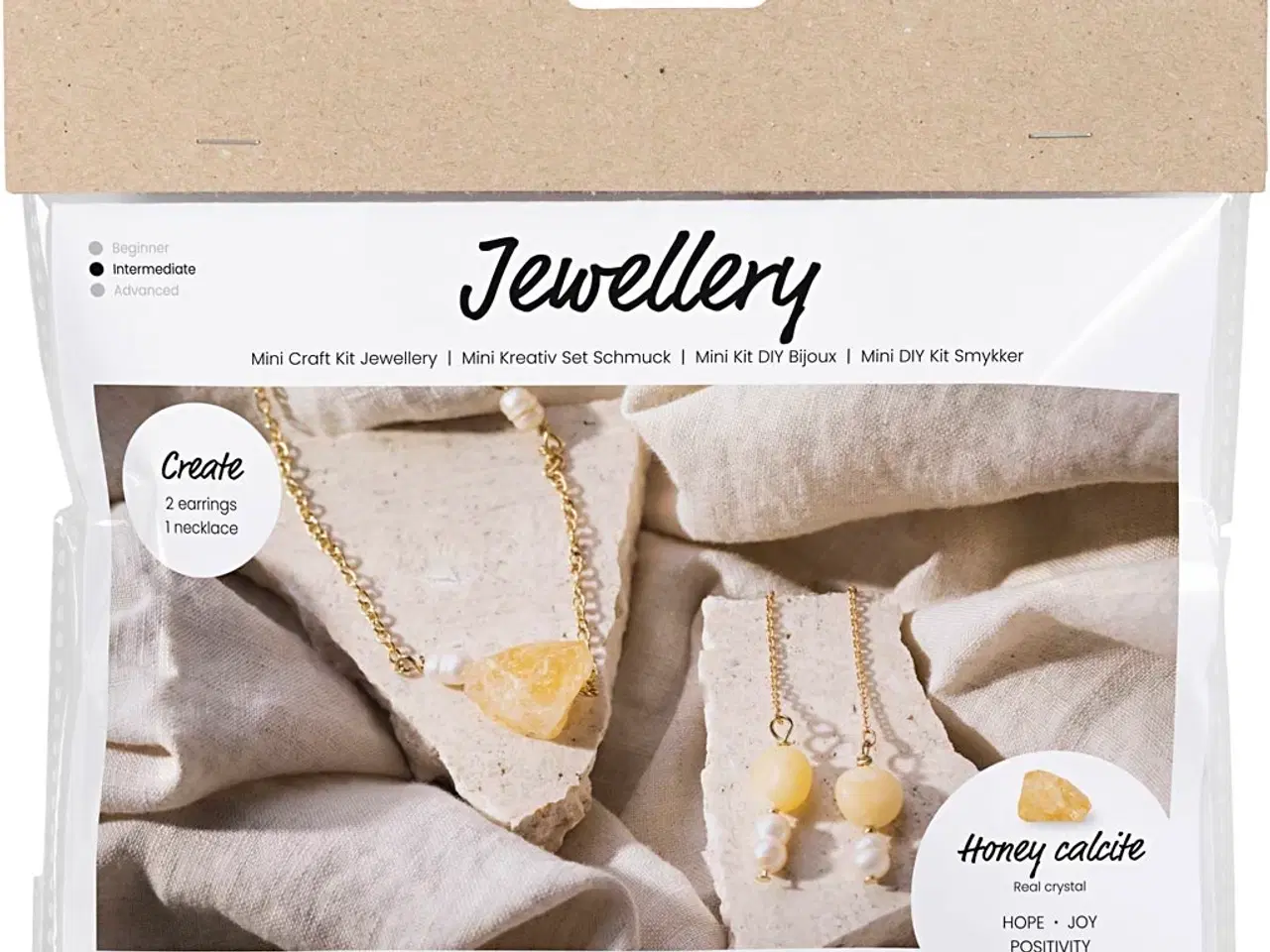 Billede 1 - Mini DIY Smykkesæt med Honning Calcit - Halskæde & Øreringe