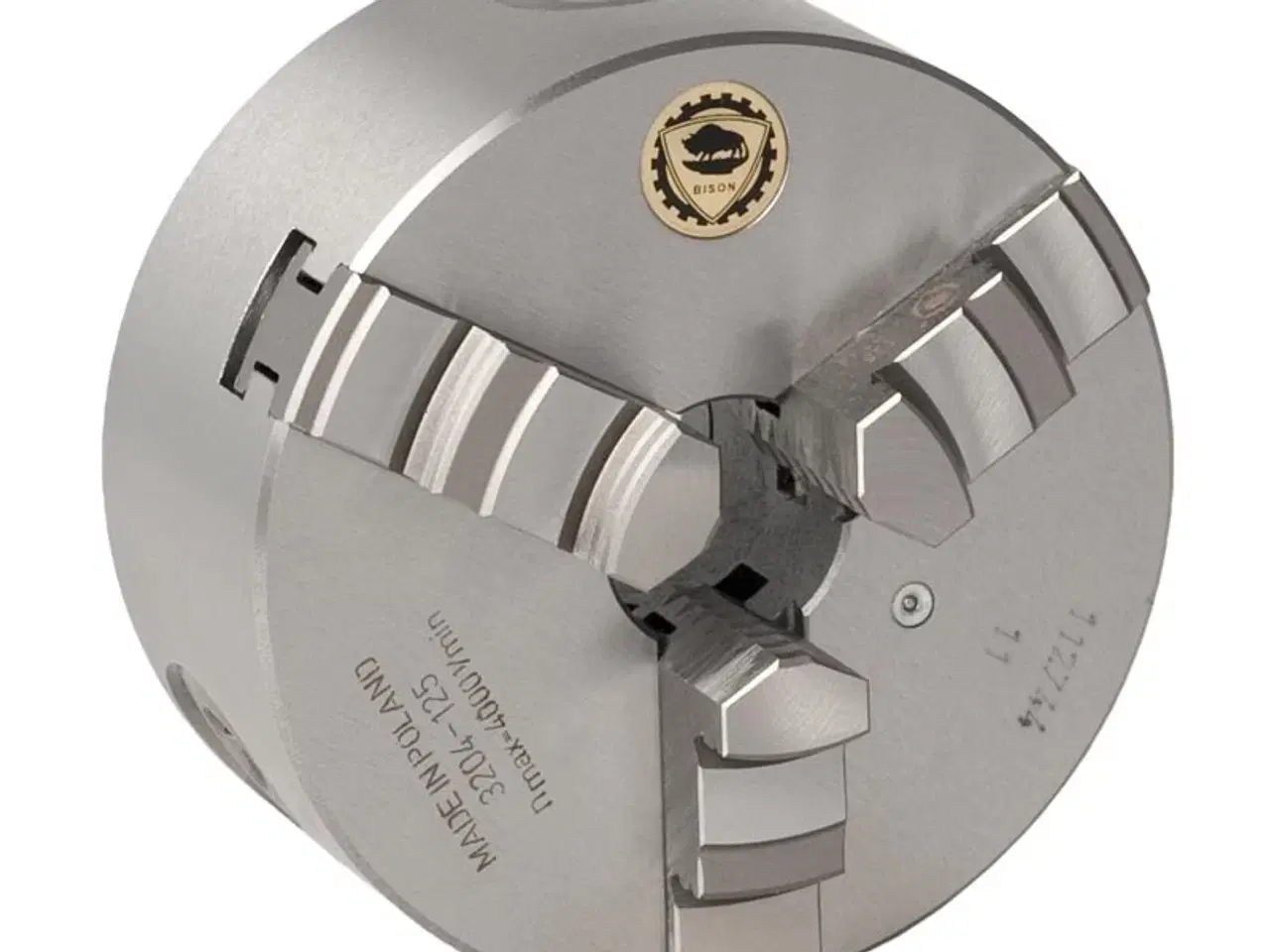 Billede 1 - BISON 3-Bakket Centrerpatron Ø80 mm - Støbejern - DIN 6350 - Montering på bagsiden (cylindrisk holder) - 3204-80