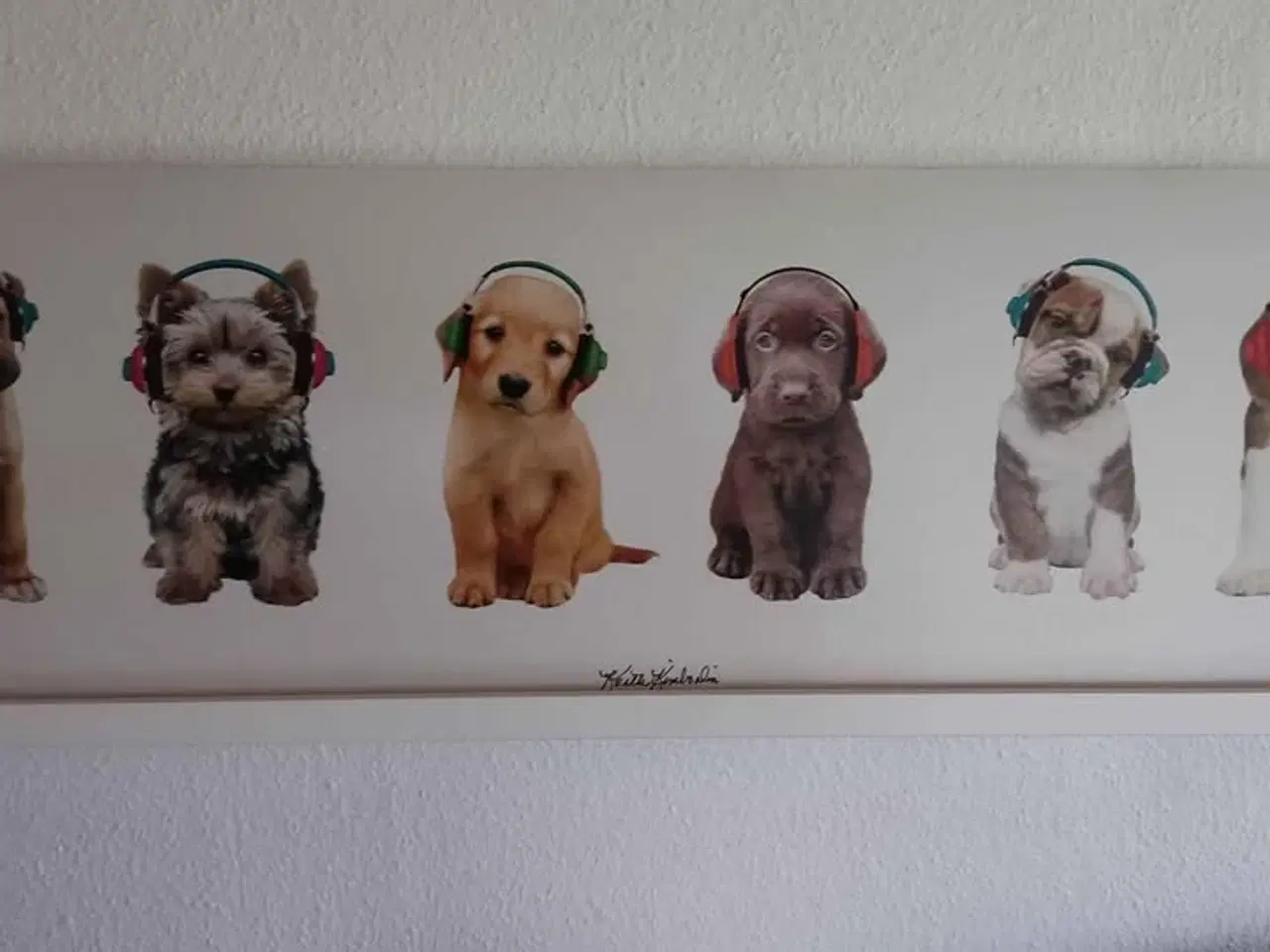 Billede 1 - Canvas billede med søde hunde, 120x40 cm 