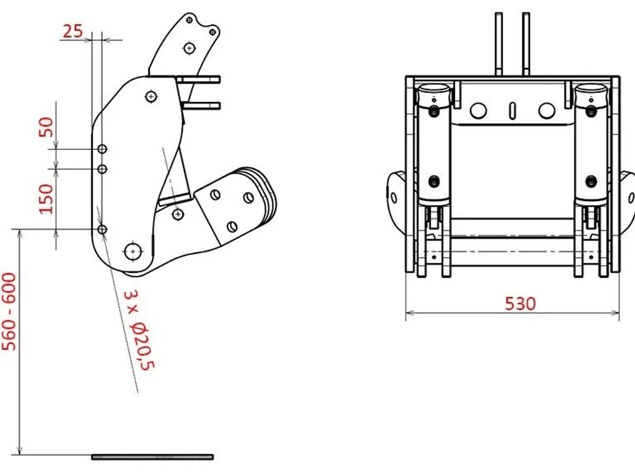 Billede 2 - UNIVERSAL FRONTHYDRAULIK TIL TRAKTOR Kat.1,2 & 3