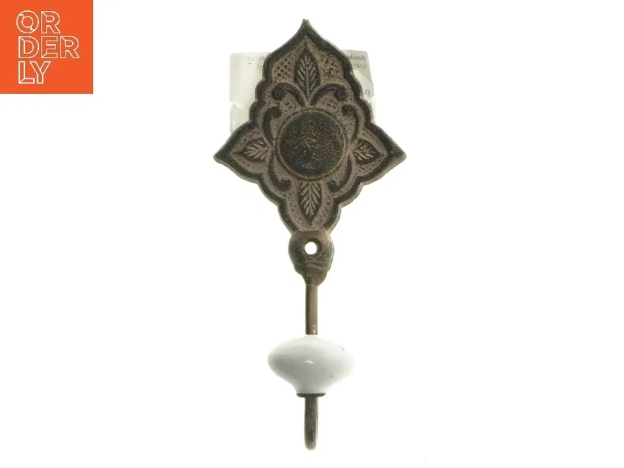 Billede 1 - Vægkrog med porcelænsknop (str. 16 cm)