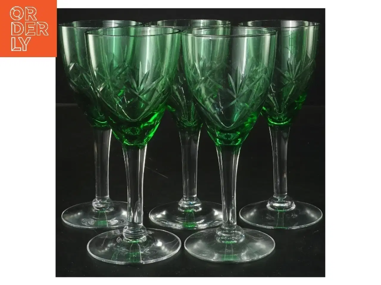 Billede 1 - Grønne Ulla vinglas, 5 stk (str. 5 stk Ø 6,5 cm længde 15 cm)