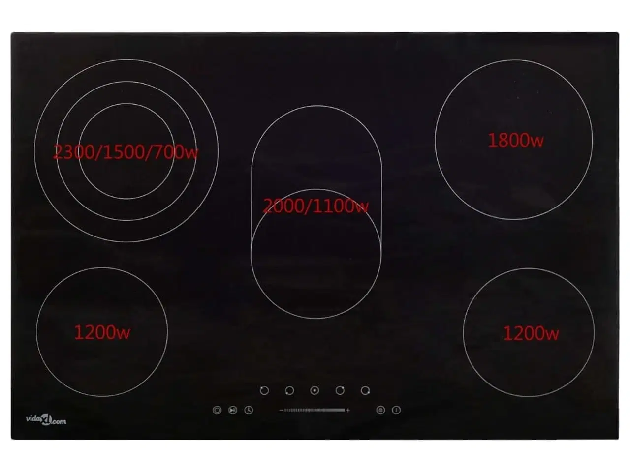 Billede 4 - Keramisk kogeplade med 5 brændere Touch Control 8500 W 90 cm