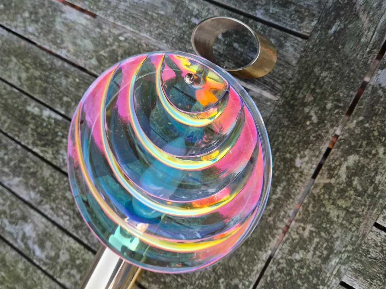 Billede 14 - Modernistisk væglampe i messing og glas 