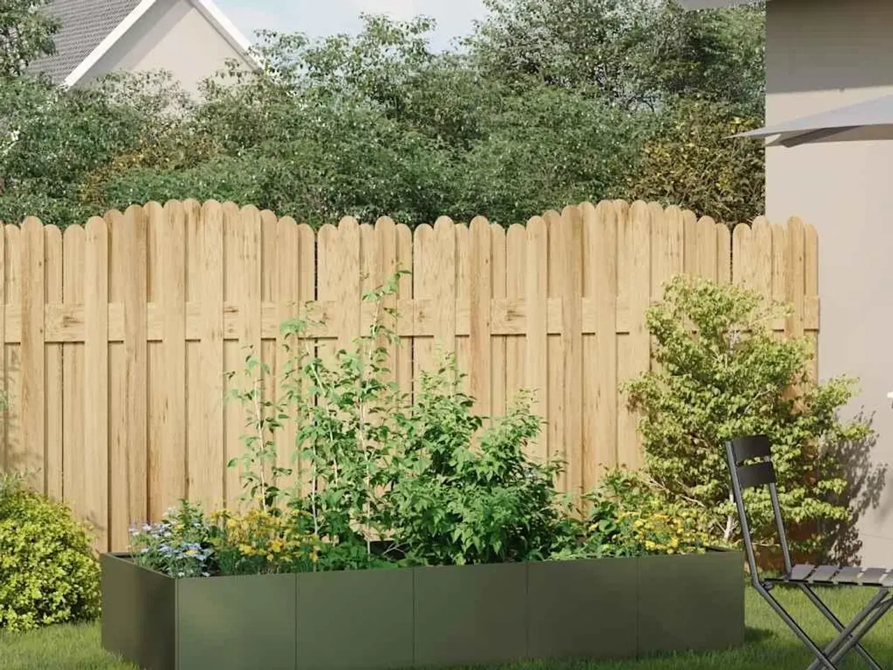 Billede 3 - Plantekasse 200x80x40 cm stål olivengrøn