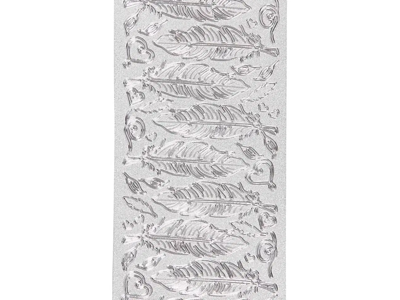 Billede 1 - Sølv Fjer Stickers - 10x23 cm, Selvklæbende Ark