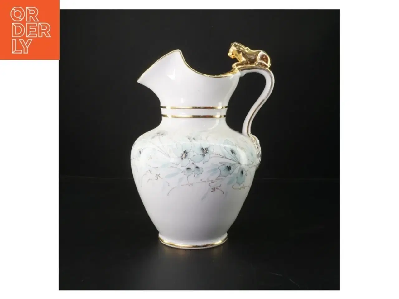 Billede 1 - Porcelænskande med gulddekoration (str. H. 26 cm)