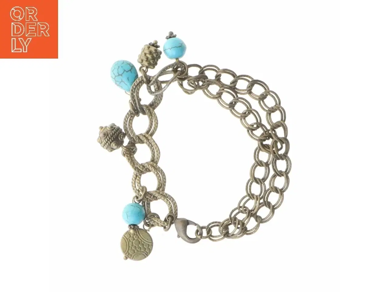 Billede 1 - Armbånd med tyrkis vedhæng (str. 19 cm)