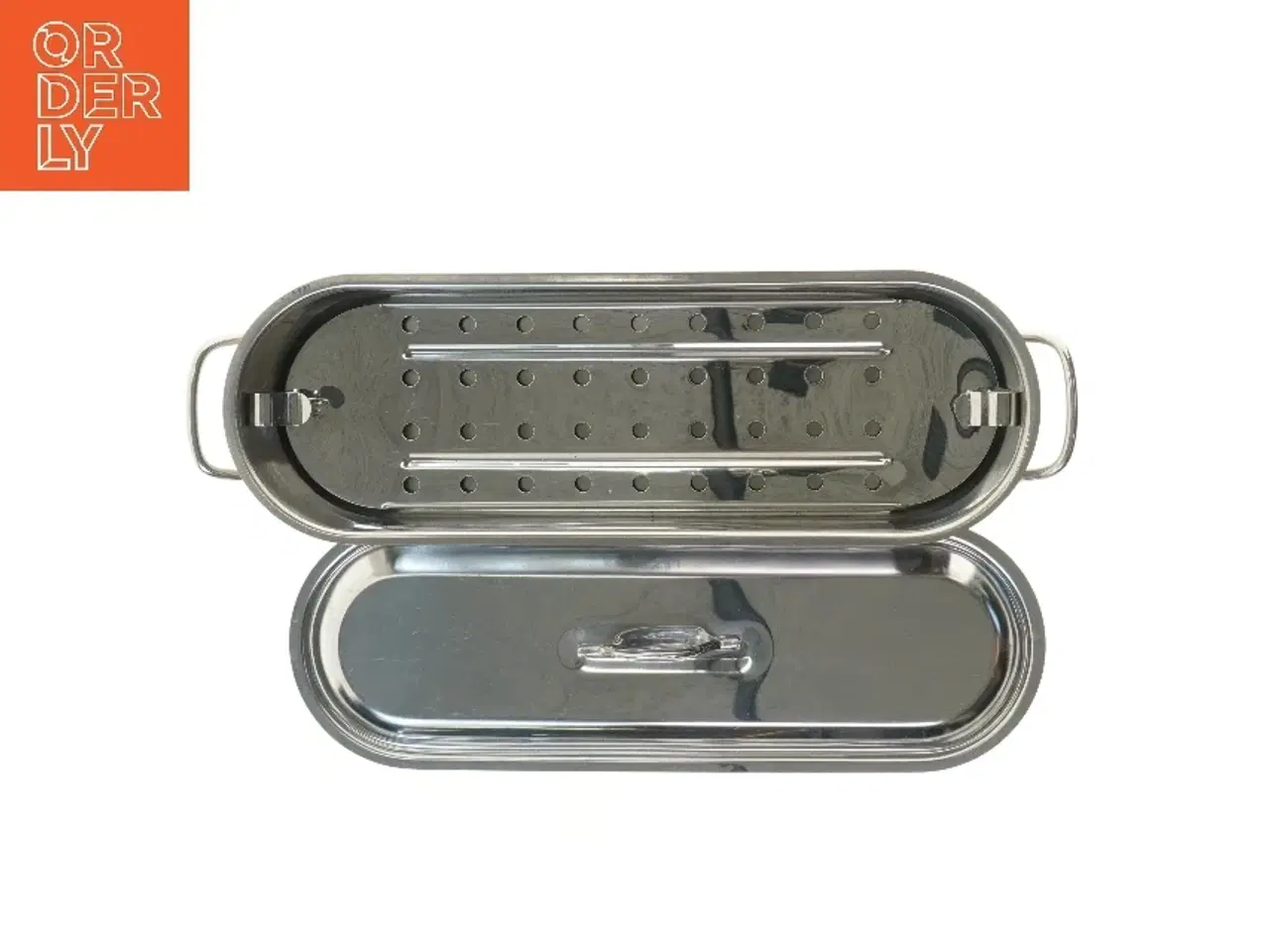 Billede 3 - Oval fiskekasserolle i rustfrit stål (str. 46,5x16 cm)ny