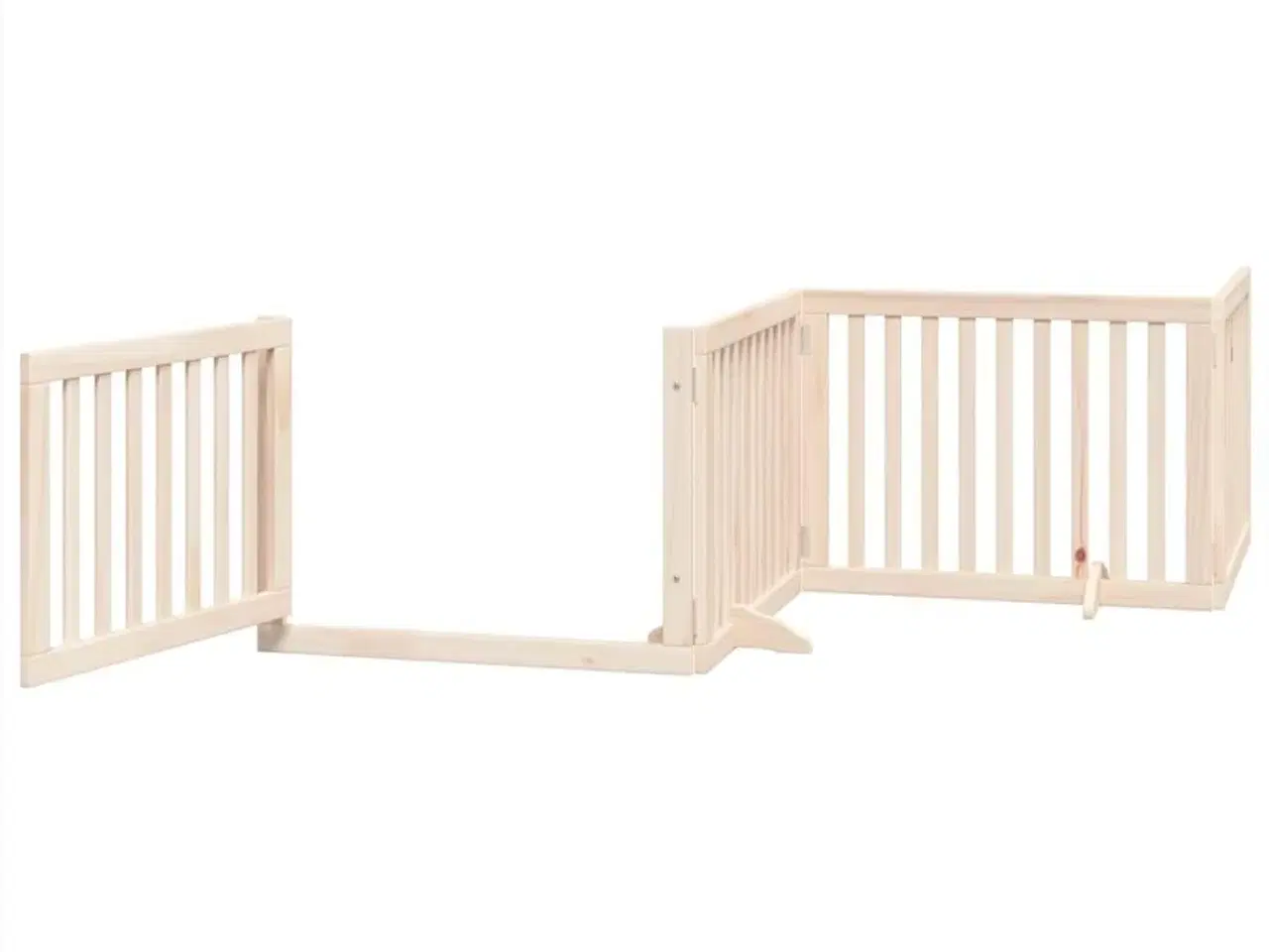 Billede 4 - Hundegitter med dør, foldbar, 4 paneler, 320 cm, poppeltræ