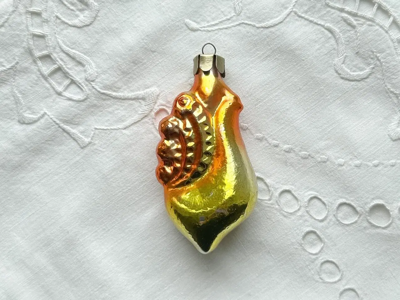 Billede 1 - Vintage glaspynt, hane, gul