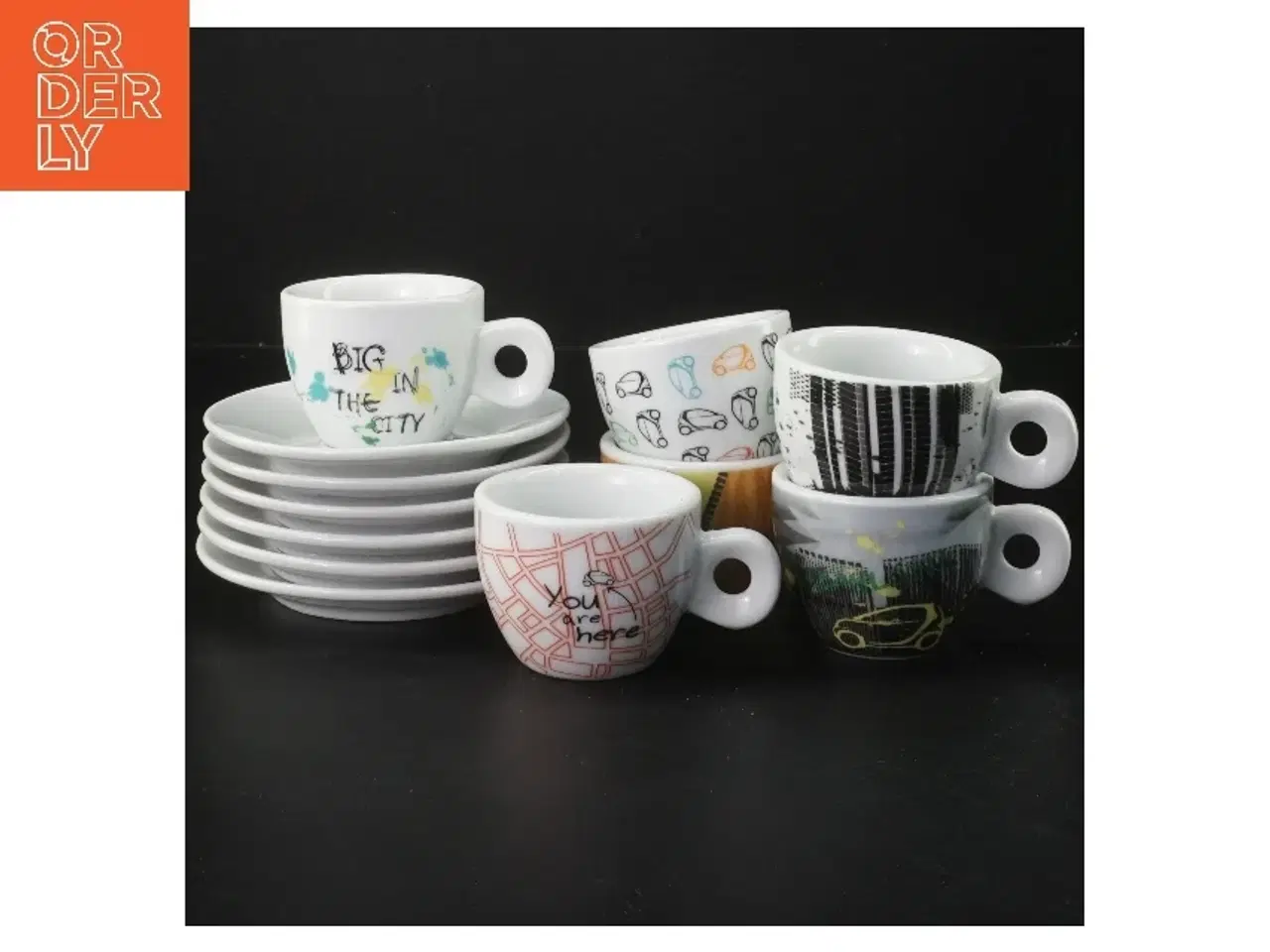 Billede 1 - Sæt med kopper og underkopper fra BeConcept (str. 6 styk, ø 11 og 6 cm)