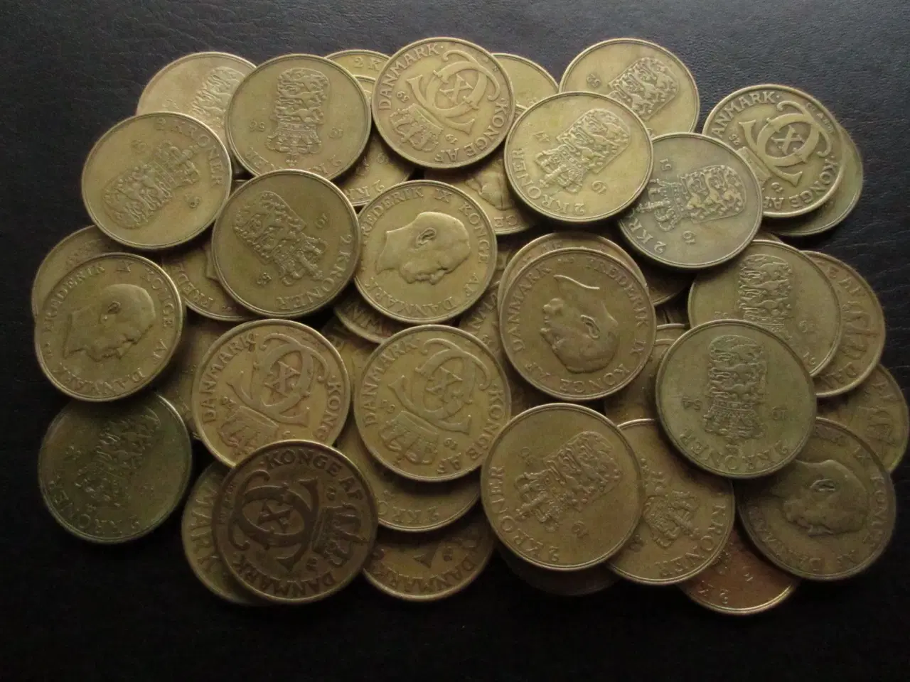 Billede 1 - 50 stk gule 2 kroner 1925-1958 div. årstal