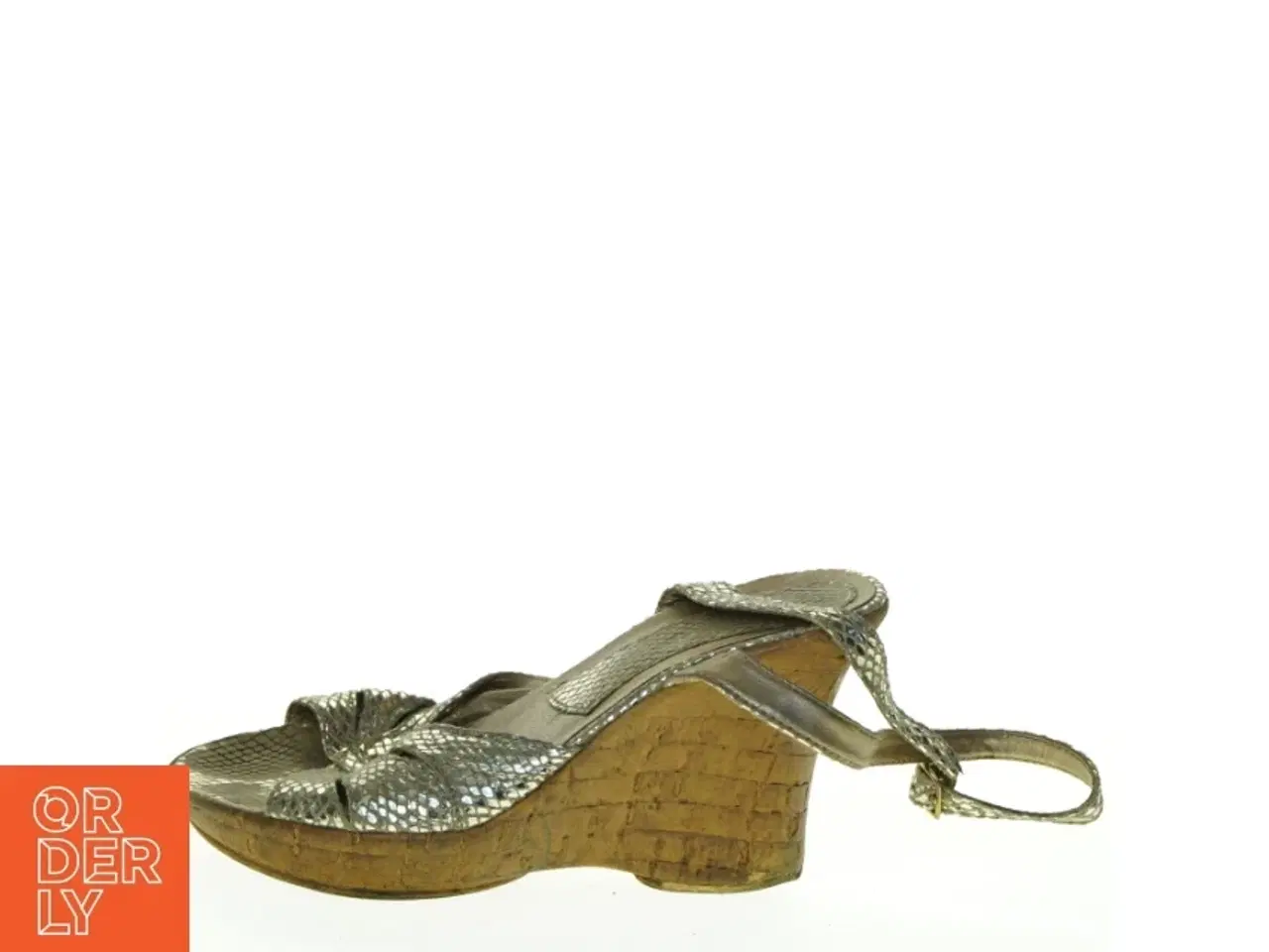 Billede 1 - Guld sandaler med slangeskindslook (str. 37)