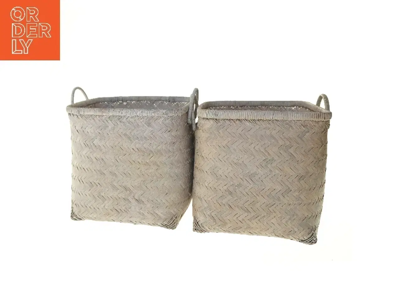 Billede 1 - Flettede opbevaringskurve med håndtag (str. 27x25 cm)