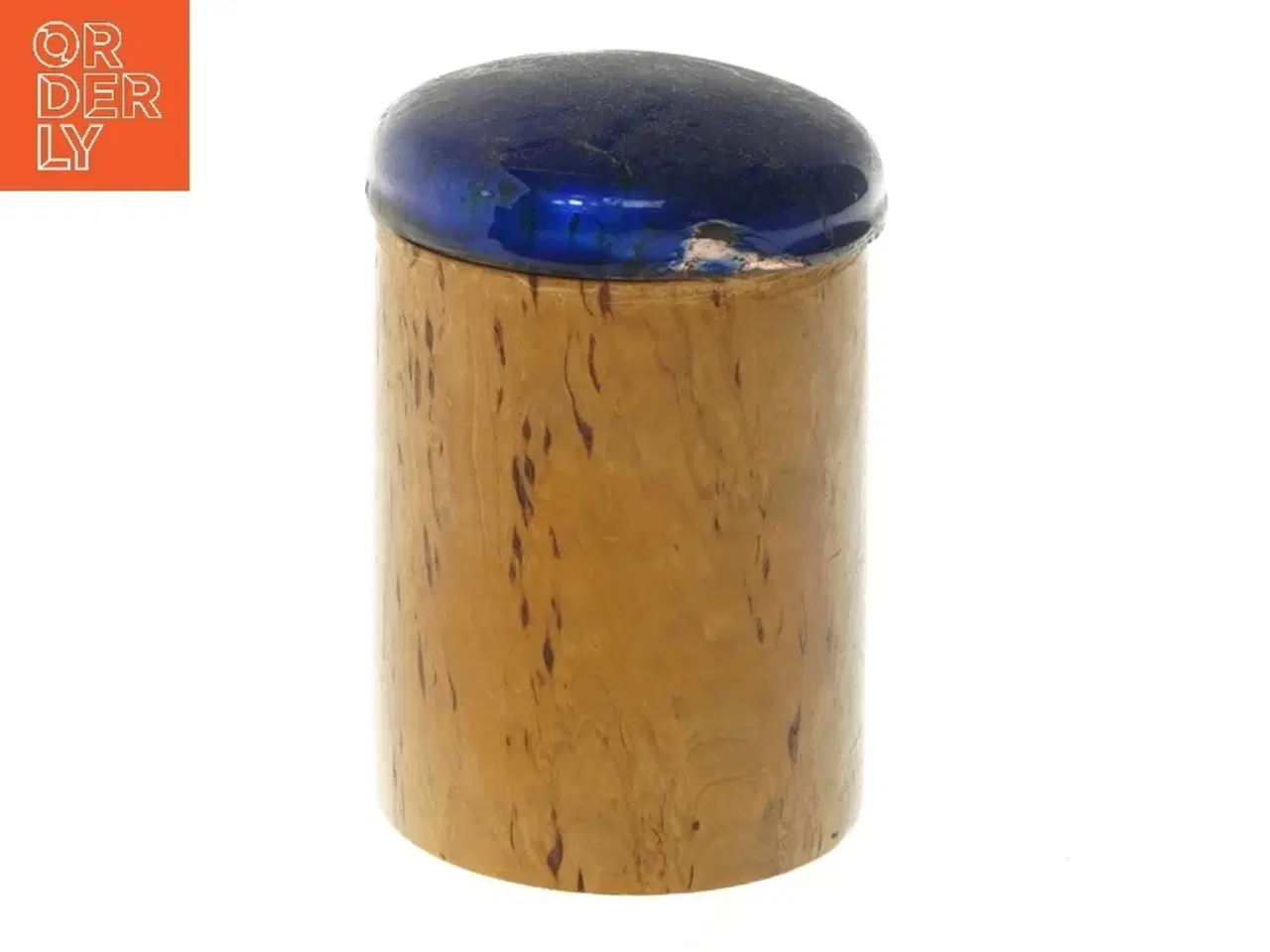 Billede 1 - Urne med blåt låg (str. Ø 7 cm længde 12 cm)