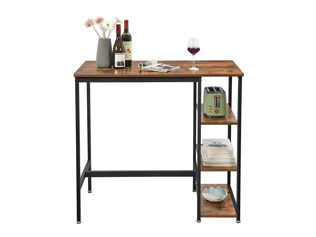 Billede 2 - Barbord med hylder industrielt, rustik brun, 109 × 60 × 100 cm