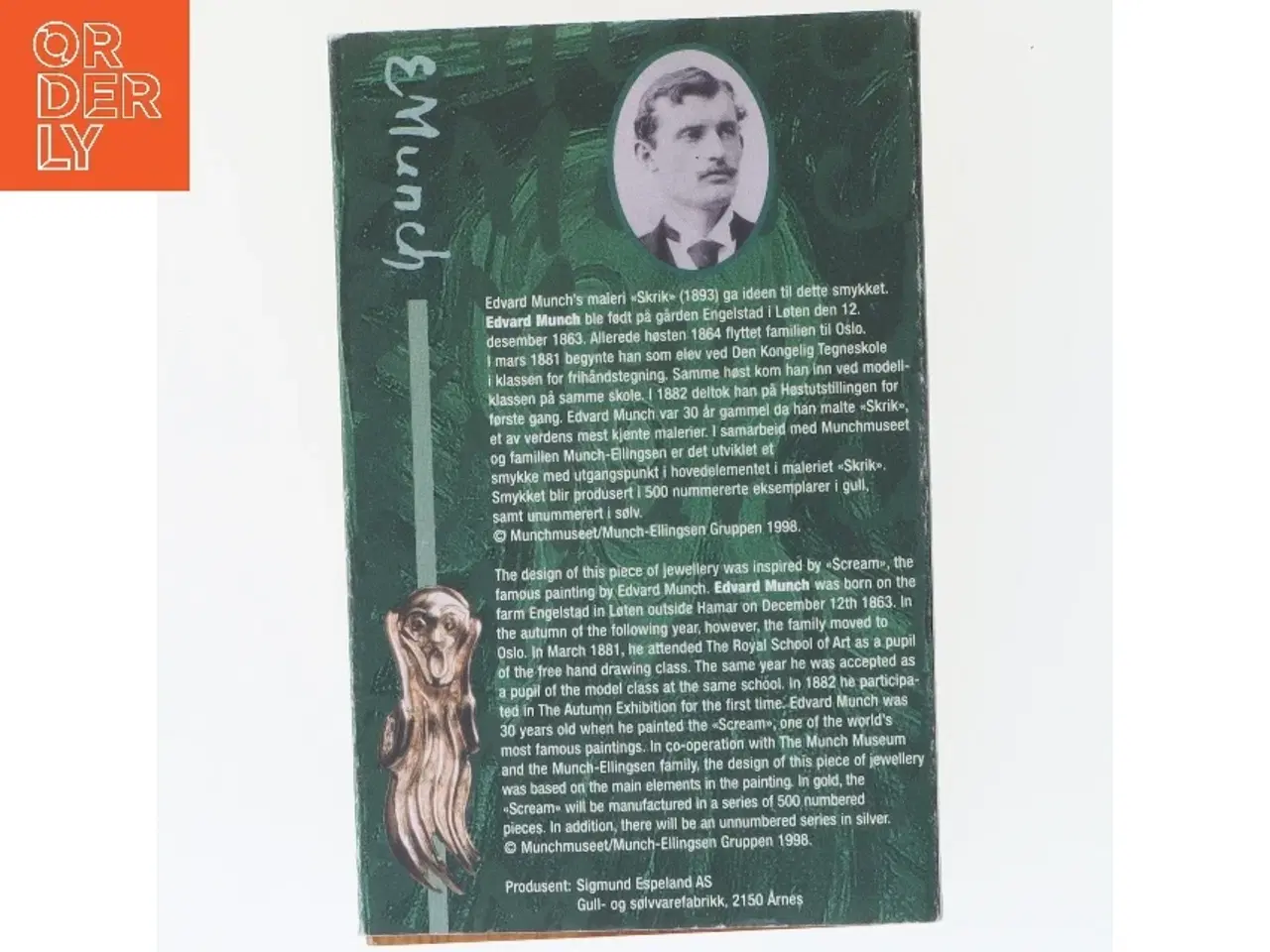 Billede 3 - Smykke inspireret af Edvard Munchs Skrig (str. 5 cm)