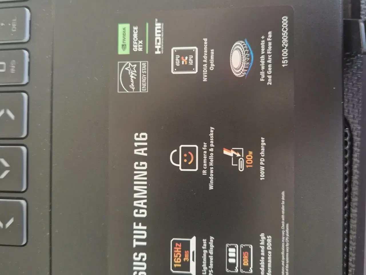 Billede 3 - Asus TUF R7-260/16/1tb/rtx5060