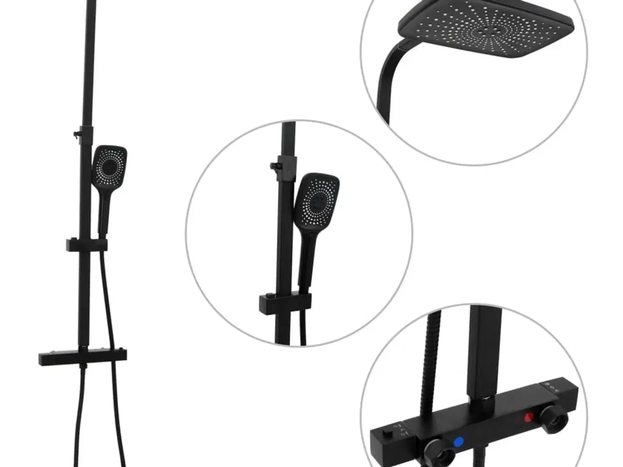 Billede 1 - Dobbelt brusehoved med blandingsbatteri og slange messing sort