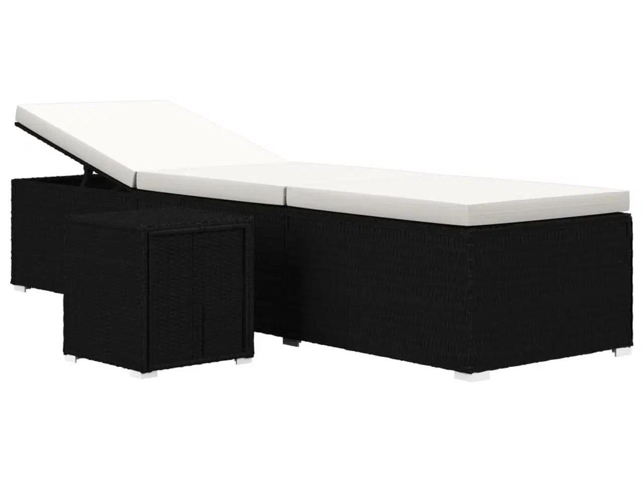 Billede 2 - Liggestol med hynde og tebord polyrattan cremehvid