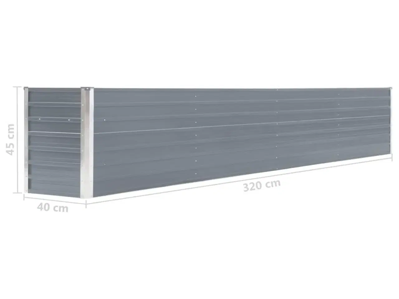 Billede 6 - Forhøjet plantekasse 320x40x45 cm galvaniseret stål grå