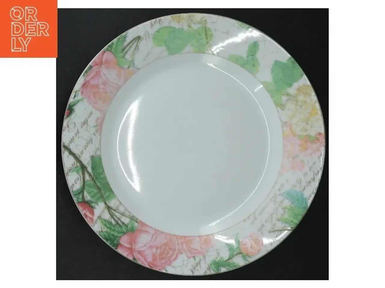 Billede 2 - 5 Porcelænstallerkener med blomstermotiv (str. 5 styk. ø. 23 cm)