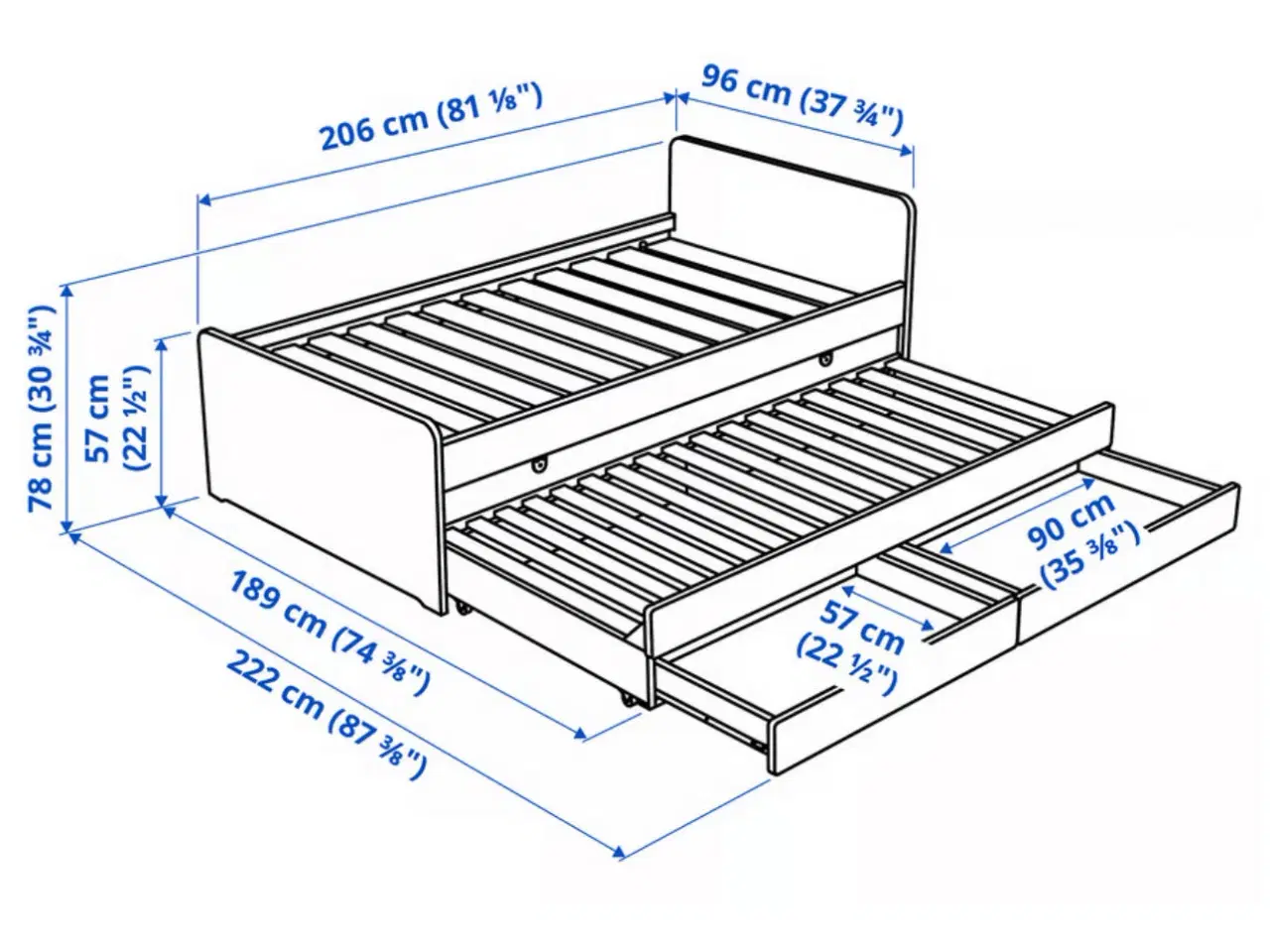 Billede 6 - Udtræksseng inkl. madrasser
