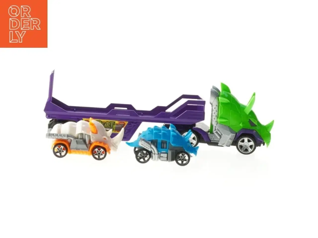 Billede 2 - Triceratopslastbil med 2 små biler (str. 23 cm)