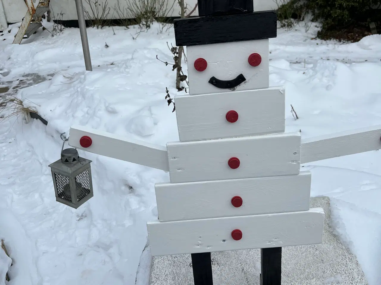 Billede 1 - Snemand med lanterne højde 90 cm 