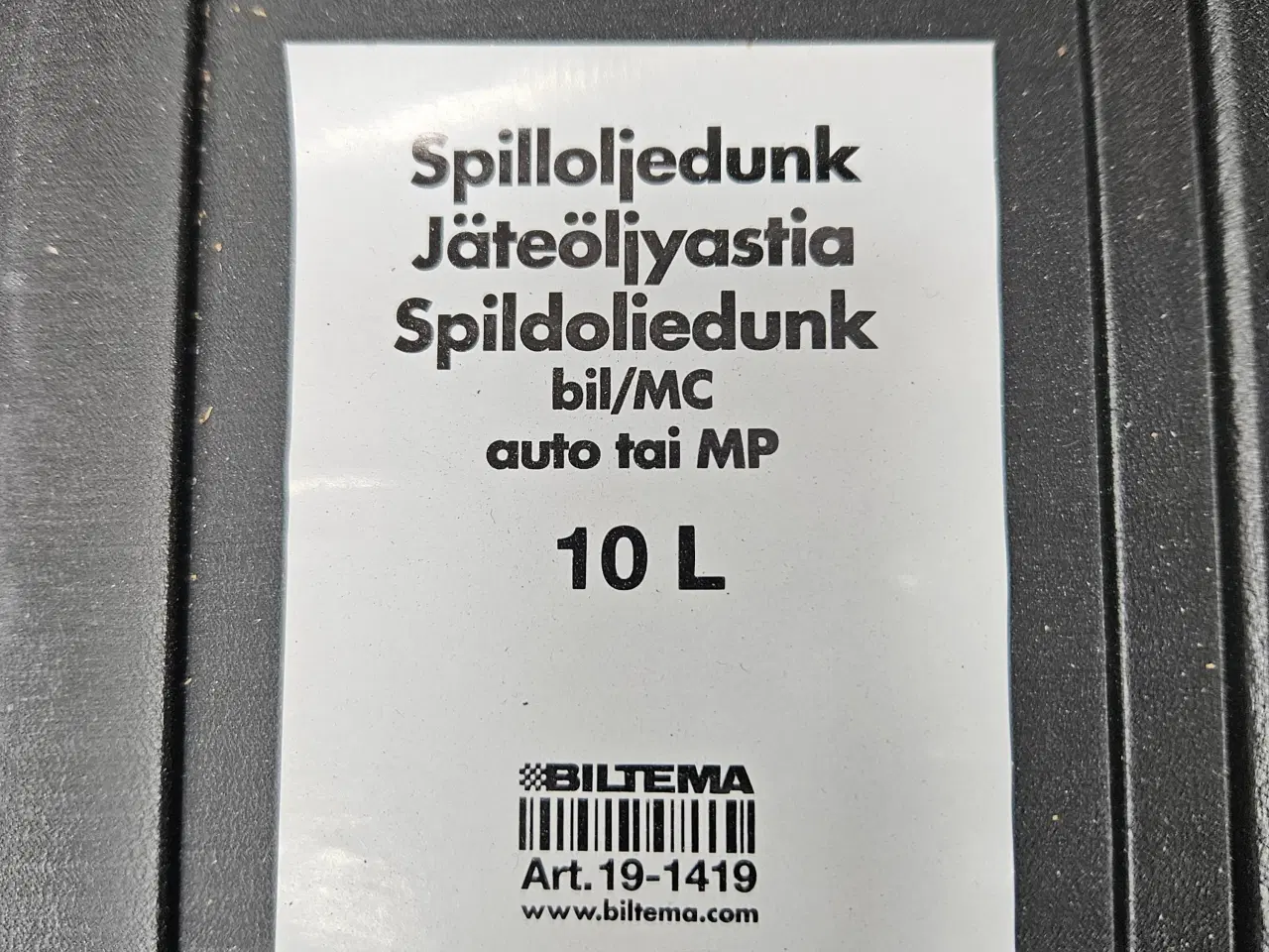 Billede 2 - Ubrugt dunk til olie ved olieskift.